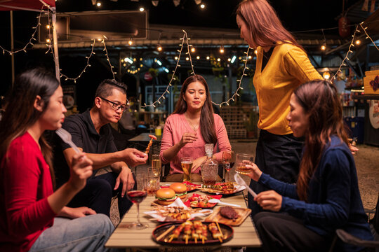 group of people in a restaurant