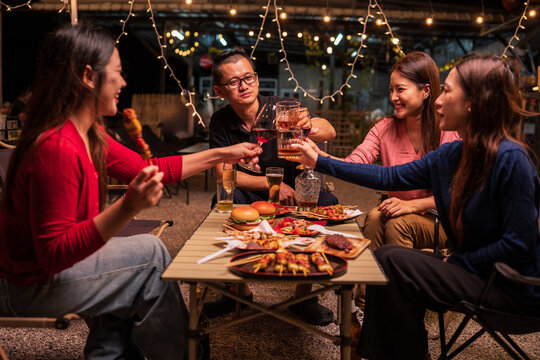 group of people having fun in the restaurant