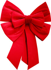 red velvet bow on transparent background