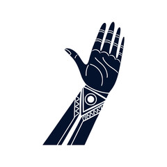 Tribal hand illustration with geometric tattoo design