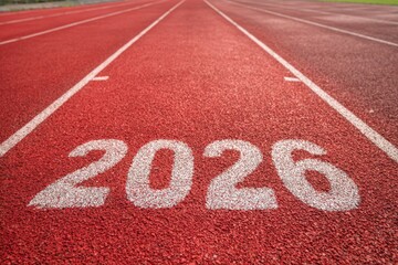 New Year 2026. Word Written on Running Track