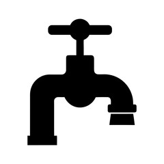 Minimal open tap silhouette vector illustration with white background for industrial plumbing and water supply design concept 