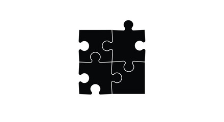 Four jigsaw puzzle pieces connected together isolated on white background