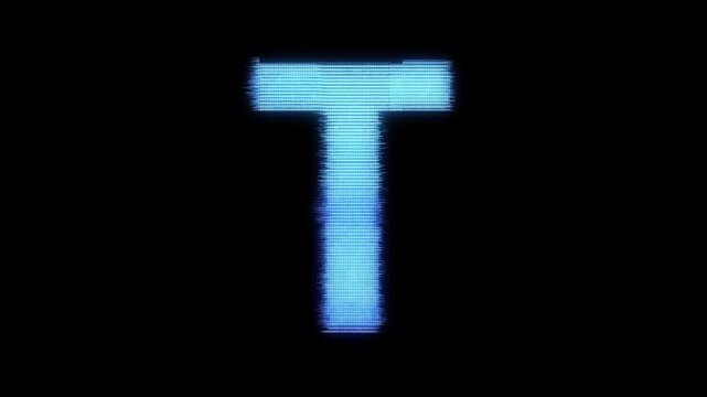 A typographic letter in a distorted digital glitch style with alphas for easy drag and drop. 