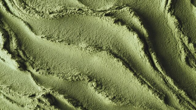 Close-up of wind-sculpted sand ripples and ridges on a sandy surface. Concept Wind-sculpted sand ripples, Close-up sand textures, Macro desert patterns, Textured sand ridges
