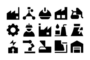 industrial manufacturing icons vector set