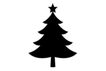 Fototapeta premium Christmas tree silhouette icon, celebrating winter holidays, christmas, xmas, and festive season with a star on top, transparent background