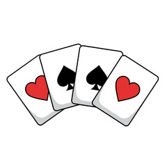 Four Playing Cards Four Suits Arranged Artistically In A Row With Red Hearts And Black Spades Symbols On A Transparent Background