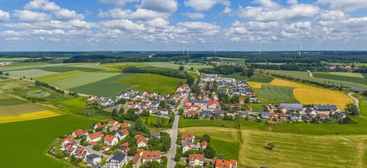 Ausblick auf Odelzhausen an der Glonn in Oberbayern