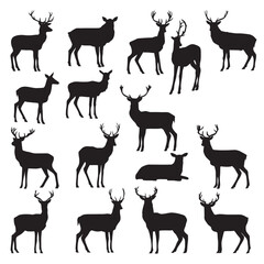Deer Silhouette Vector Set of Wild Animal Icons