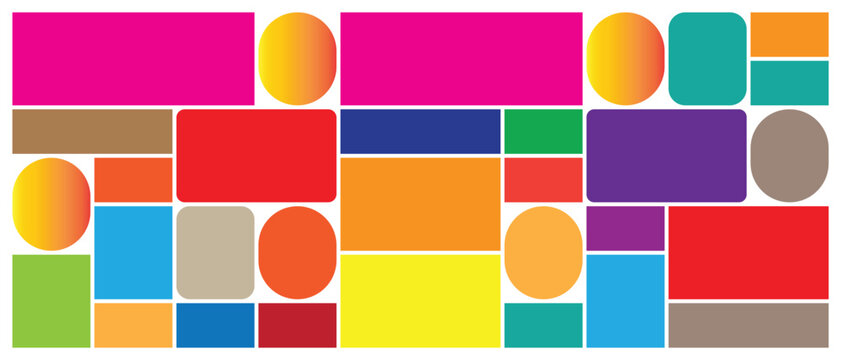 Modern and clean geometric bento grid layout design with vibrant color blocks and clear typography for web or print applications