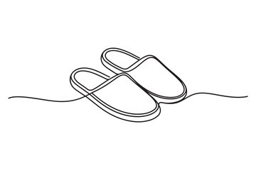 Obraz premium Continuous one line drawing of slipper shoe outline illustration 
