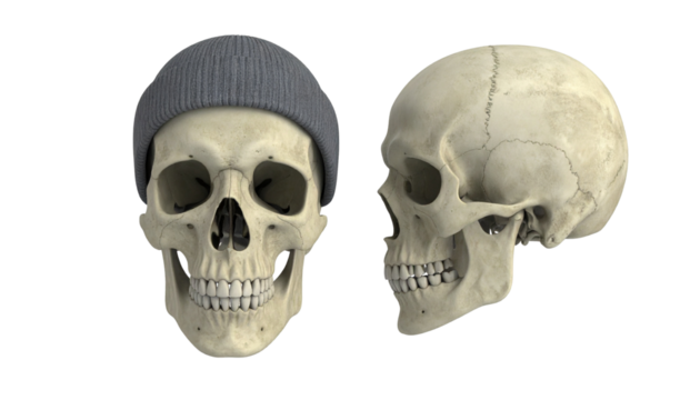 Skull in Beanie Pair, isolated on transparent background