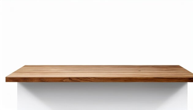 modern empty wooden bookshelf isolated on white background