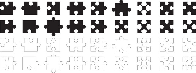 Puzzle jigsaw on white background. Vector illustration 
Jigsaw puzzle piece template with outline, blank pattern 