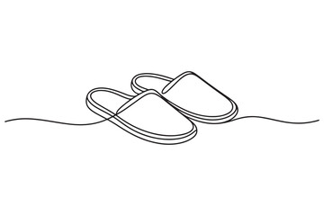 Obraz premium Continuous one line drawing of slipper shoe outline illustration 