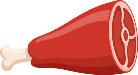 Ham hock or pork/beef leg cut, flat vector illustration.