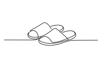 Continuous one line drawing of slipper shoe outline illustration
