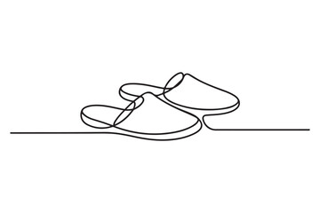 Continuous one line drawing of slipper shoe outline illustration
