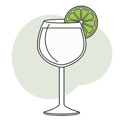 Cocktail glass with lime garnish