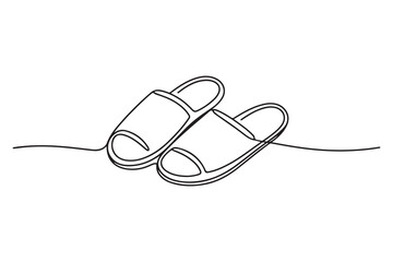 Obraz premium Continuous one line drawing of slipper shoe outline illustration 
