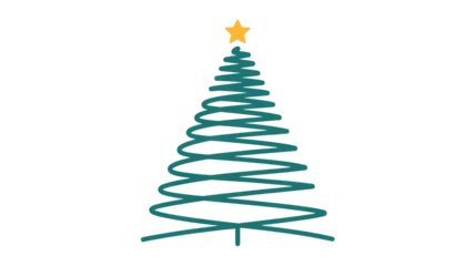 Minimalist teal Christmas tree adorned with a bright yellow star, perfect for festive holiday designs and joyful winter celebrations