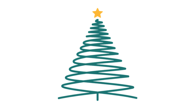 Minimalist teal Christmas tree adorned with a bright yellow star, perfect for festive holiday designs and joyful winter celebrations