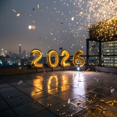 New Year Christmas Holiday Celebration Vector Illustration with Stars and Decorations