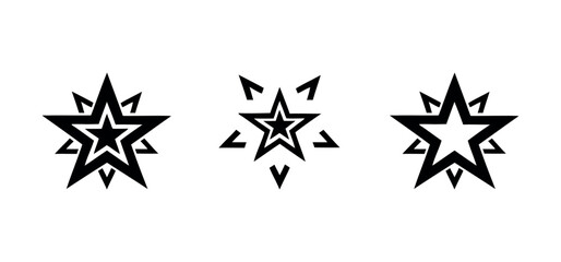 Set of Modern Star Logo, Tattoo, and Icon Vector Designs