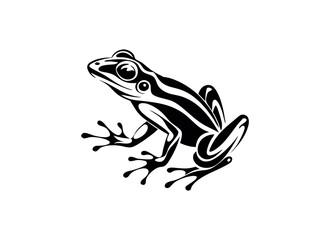 Black and White Frog Vector Illustration - Minimalist Amphibian Line Art Logo