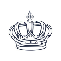 Royal Crown Line Art Vector Illustration | King or Queen Monarch Simple Logo