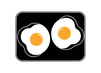 Two Fried Eggs on Skillet Vector Icon - Simple Breakfast Food Graphic