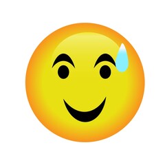 Glossy smiley emoji representing good mood, friendliness, and happiness concept
