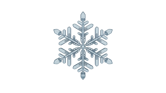 Intricate snowflake crystal detail against black, perfect for winter designs, holiday greetings, and seasonal advertising, conveying a sense of delicate beauty
