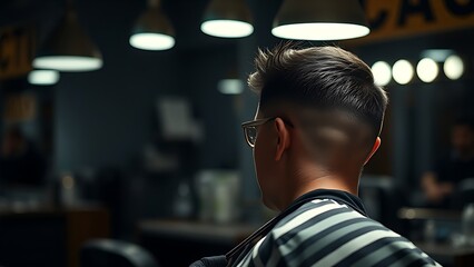 clippers. Barber at work in a salon, professional lighting with blurred background. safety posters, maintenance manuals, designed for industrial assembly lines and welding operations.