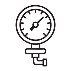 Simple black and white line drawing of a pressure gauge icon