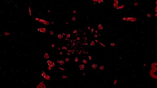 Falling Brahma Hindu Indian Symbols Animation Background, on Alpha Channel, Loop
