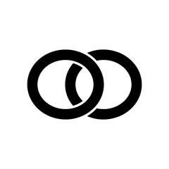 Interlinked Black Rings Symbolizing Marriage Unity and Partnership Clean Silhouette Design on White Background Vector Graphic