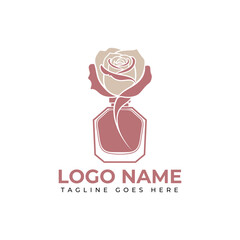Elegant rose perfume bottle logo concept perfect for beauty, skincare, or fragrance brands seeking a sophisticated and memorable visual identity