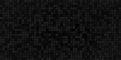 Abstract dark background of small squares or pixels in shades of black and gray colors.