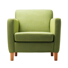 Fototapeta premium Modern Green Armchair With Wooden Legs for Stylish Living Room Decor and Comfort