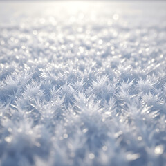 Delicate frost crystals glistening in sunlight creates a winter wonderland scene