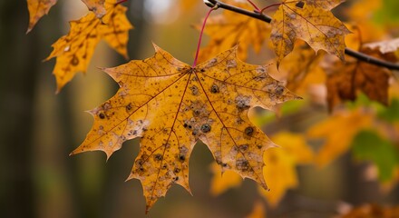 Autumn Maple Leaf Close-Up with Blurred Background.