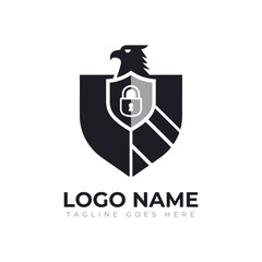 Professional eagle shield logo with lock symbol signifies security, protection, and strength for corporate branding and identity design