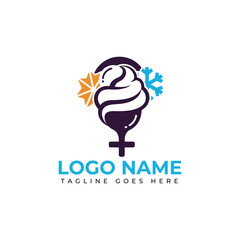 Captivating logo design for a modern ice cream parlor featuring a delightful swirl and cool winter elements