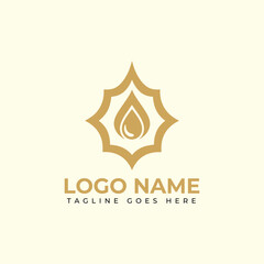 Elegant golden drop logo design with starburst motif, perfect for modern branding and premium services