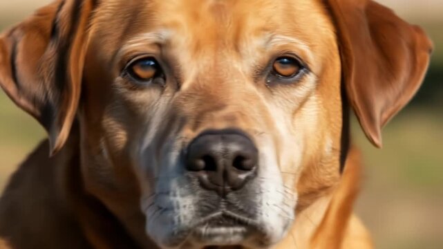 Brown dog portrait with soulful brown eyes and soft, droopy ears