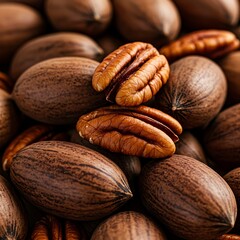 Close-up of Delicious Pecan Nuts - A Nutritious Snack.