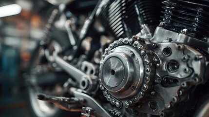 Obraz premium Detailed close up captures the intricate metallic components of a powerful machine's engine