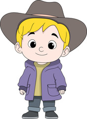 Boy in Cowboy Costume Vector Illustration
